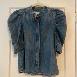 Frame puff sleeve denim shirt